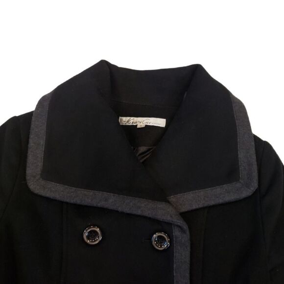 Kenneth Cole Belted Coat Blk/Gry - Picture 5 of 10